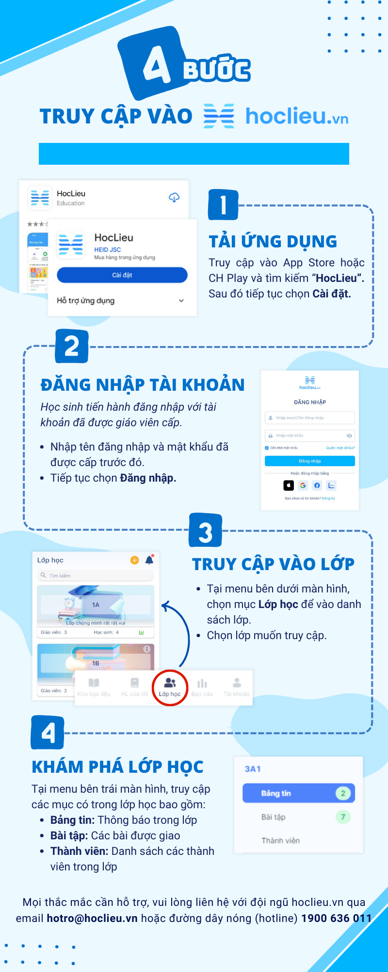 Hình 2. Infographic hướng dẫn truy cập vào học liệu cho HS - Điện thoại